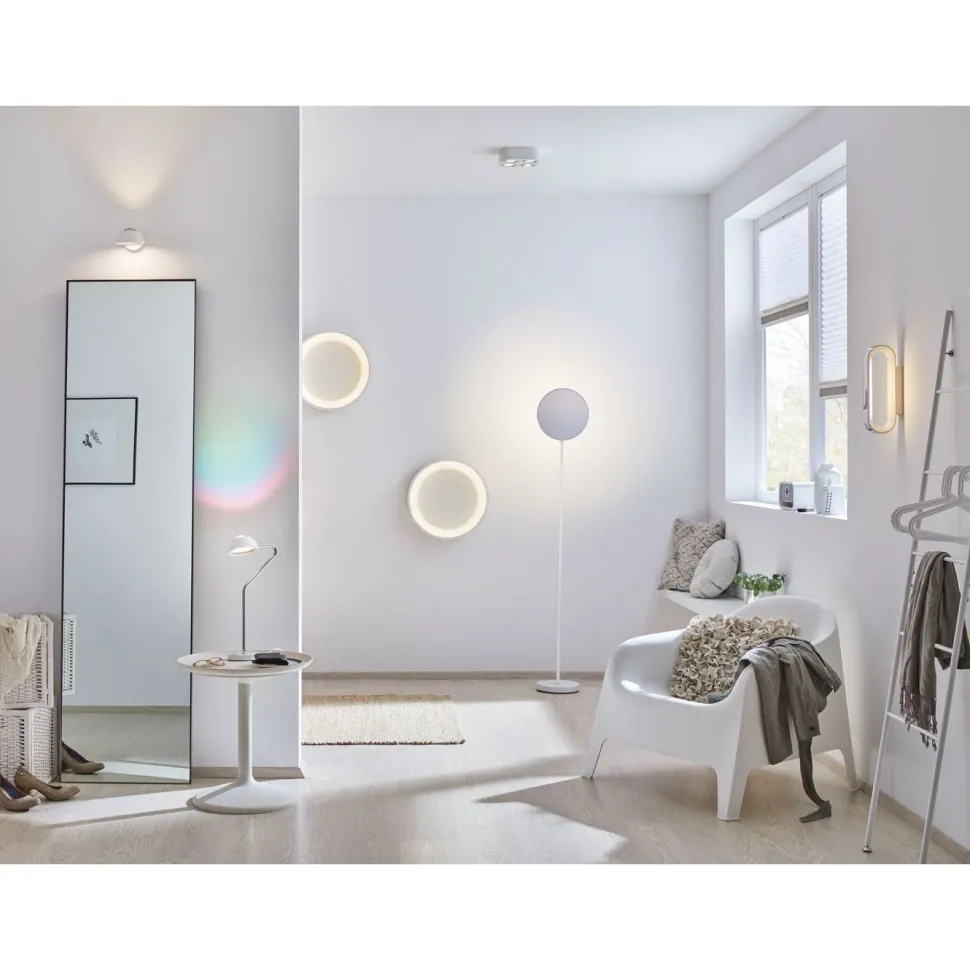 LED-seinävalaisin Paulmann Agena, IP44, 2700K, himmennettävä, kromi/mattavalkoinen