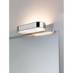 LED-seinävalaisin Paulmann Agena, IP44, 2700K, himmennettävä, kromi/mattavalkoinen