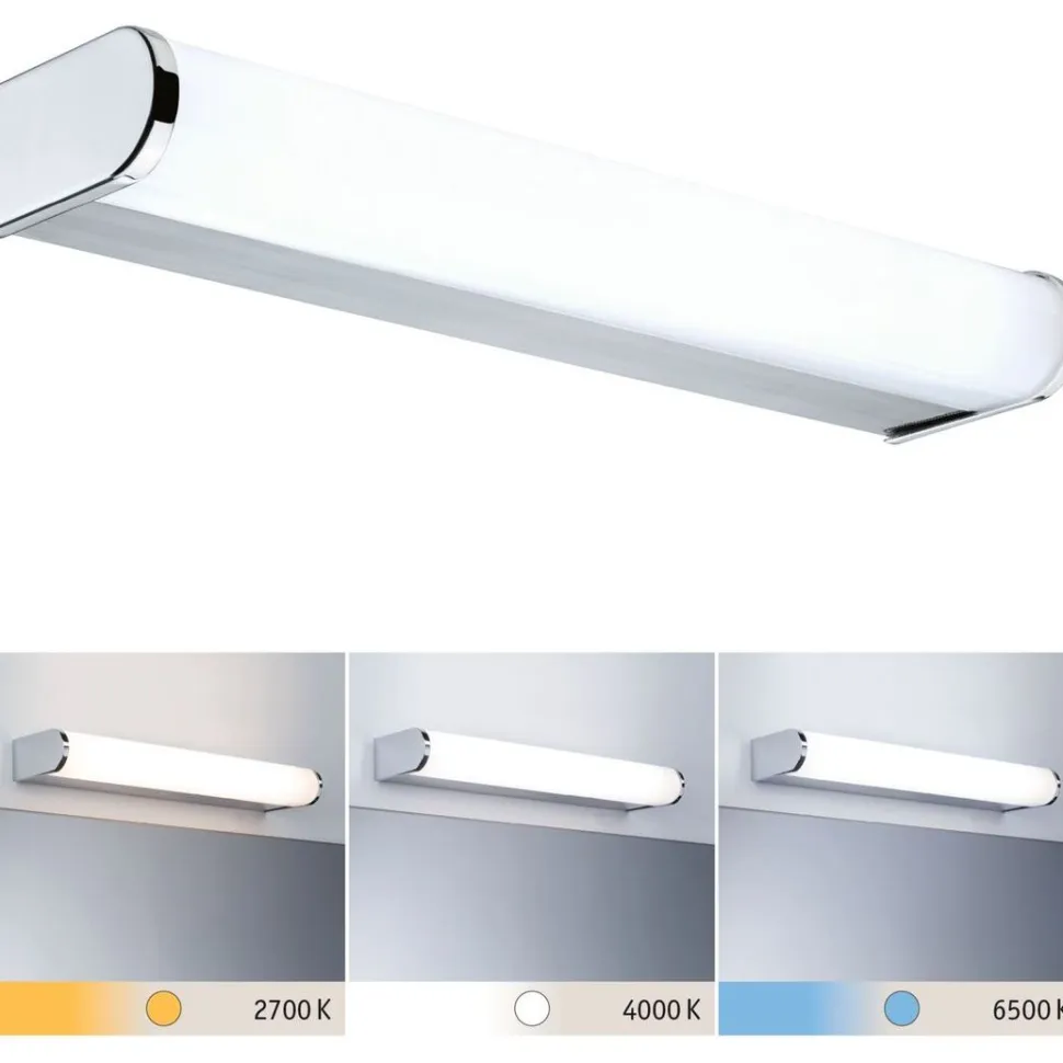 LED-seinävalaisin Paulmann Arneb, IP44, 700lm, 6.5W, säädettävä värilämpötila, kromi
