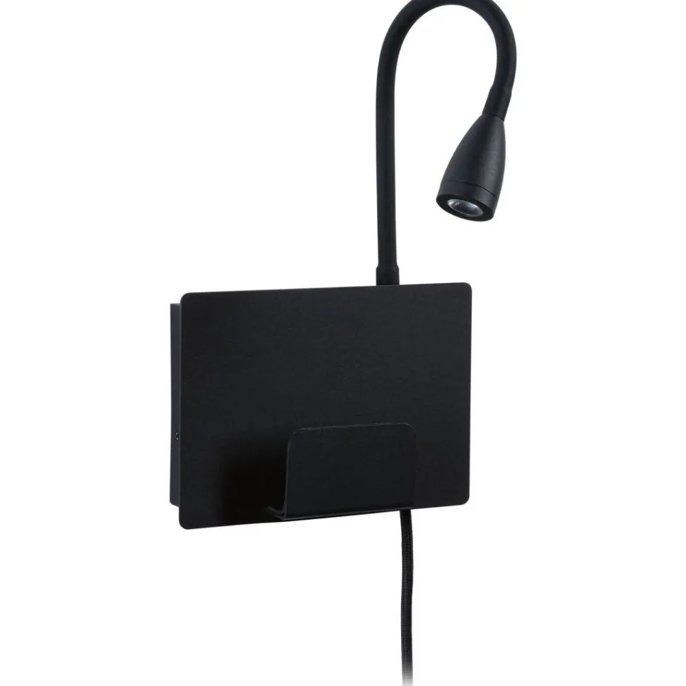 LED-seinävalaisin Paulmann Halina, USB C, 2700K, 200lm, 2.4W, mattamusta