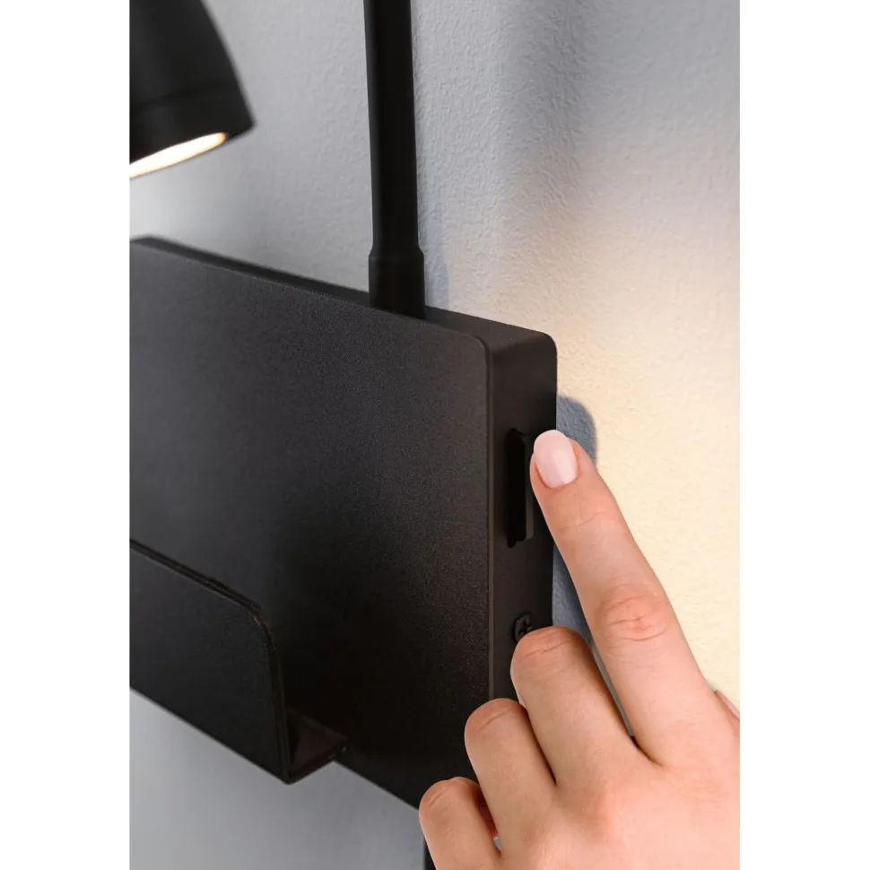 LED-seinävalaisin Paulmann Halina, USB C, 2700K, 200lm, 2.4W, mattamusta