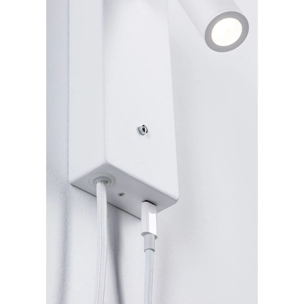 LED-seinävalaisin Paulmann Hulda, Hulda, USB C, 3000K, 130lm, 2.5W, himmennettävä, mattavalkoinen