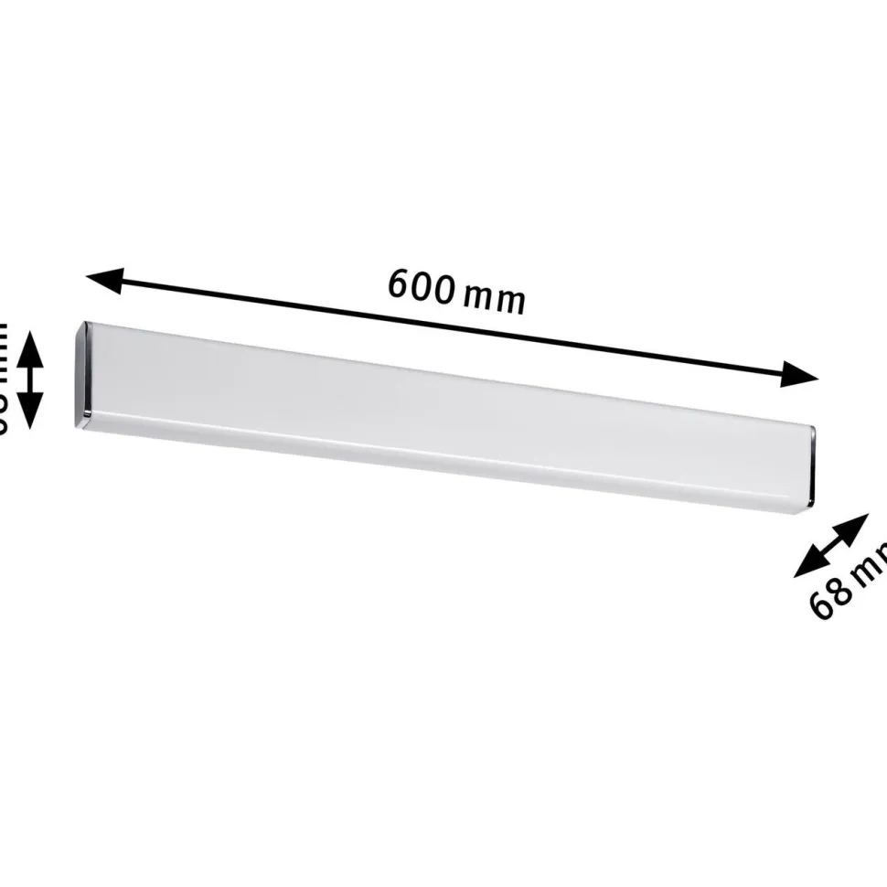 LED-seinävalaisin Paulmann Nembus, IP44, 3000K, 600lm, 9W, kromi/valkoinen