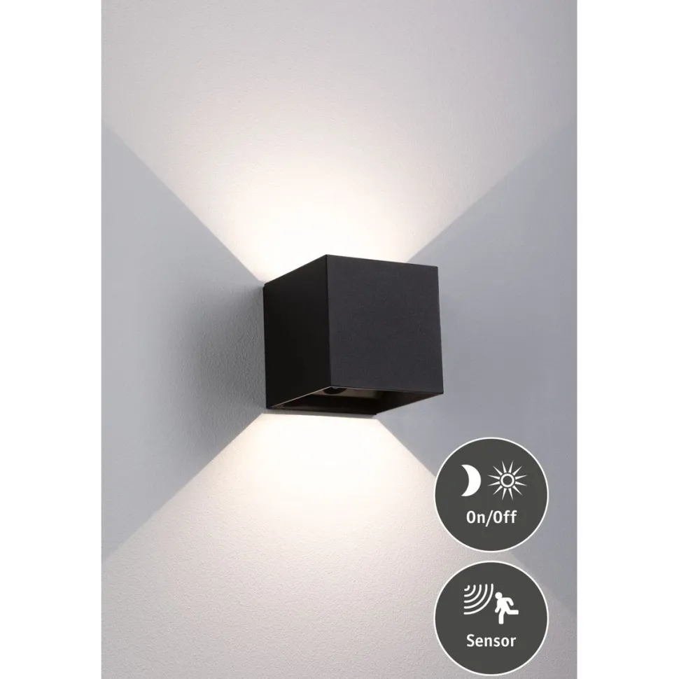 LED-seinävalaisin Paulmann Nyara, IP44, 3000K, 100x100mm, 2x1W / 1W, akkukäyttöinen, hämäräohjattu liiketunnistin (HF), valkoinen
