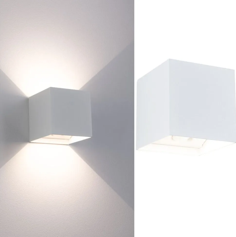 LED-seinävalaisin Paulmann Nyara, IP44, 3000K, 100x100mm, 2x1W / 1W, akkukäyttöinen, hämäräohjattu liiketunnistin (HF), valkoinen
