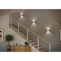 LED-seinävalaisin Paulmann Nyara, IP44, 3000K, 100x100mm, 2x1W / 1W, akkukäyttöinen, hämäräohjattu liiketunnistin (HF), valkoinen