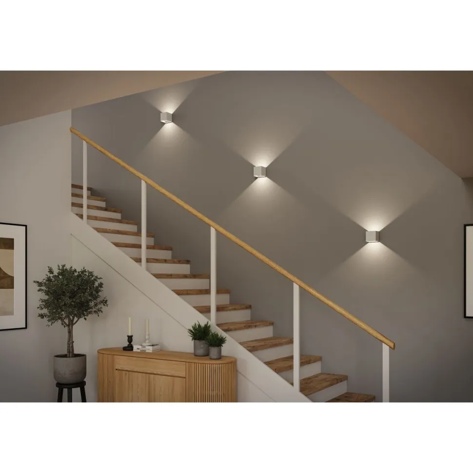 LED-seinävalaisin Paulmann Nyara, IP44, 3000K, 100x100mm, 2x1W / 1W, akkukäyttöinen, hämäräohjattu liiketunnistin (HF), valkoinen