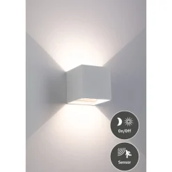 LED-seinävalaisin Paulmann Nyara, IP44, 3000K, 100x100mm, 2x1W / 1W, akkukäyttöinen, hämäräohjattu liiketunnistin (HF), valkoinen