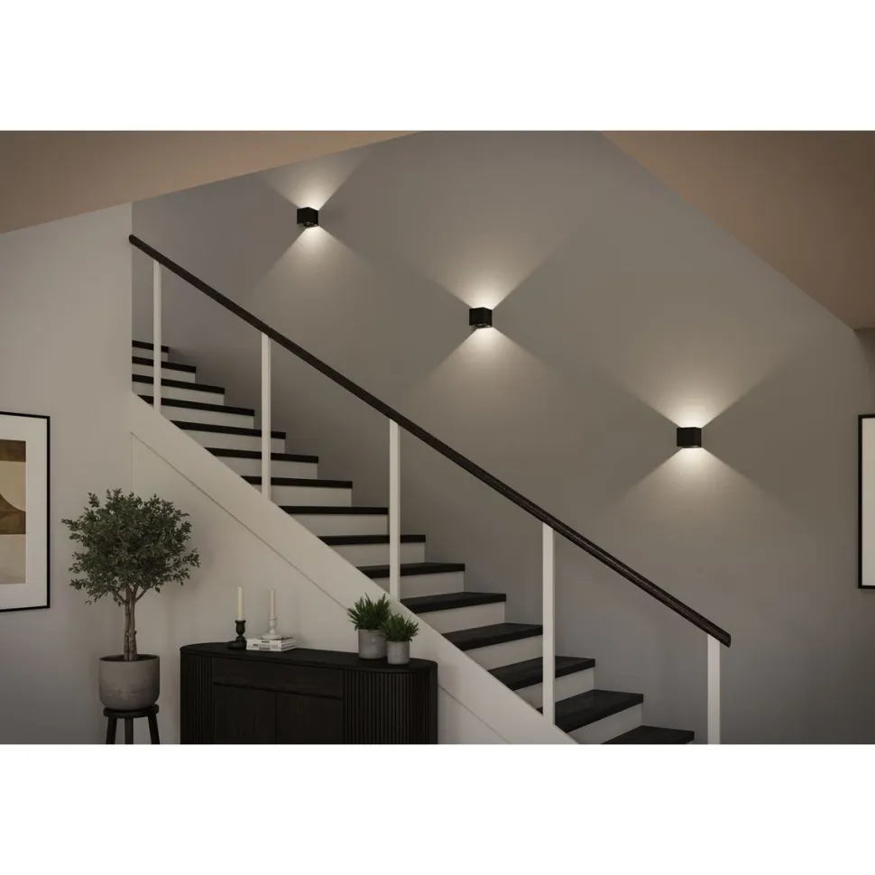 LED-seinävalaisin Paulmann Nyara, IP44, 3000K, 100x100mm, 2x1W / 1W, akkukäyttöinen, hämäräohjattu liiketunnistin (HF), valkoinen