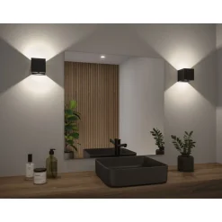 LED-seinävalaisin Paulmann Nyara, IP44, 3000K, 100x100mm, 2x1W / 1W, akkukäyttöinen, hämäräohjattu liiketunnistin (HF), valkoinen