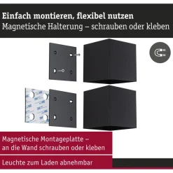 LED-seinävalaisin Paulmann Nyara, IP44, 3000K, 100x100mm, 2x1W / 1W, akkukäyttöinen, hämäräohjattu liiketunnistin (HF), valkoinen