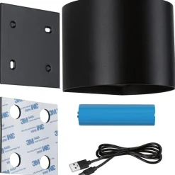 LED-seinävalaisin Paulmann Nyora, IP44, 3000K, 135x120mm, 2x1W / 1W, akkukäyttöinen, hämäräohjattu liiketunnistin (HF), valkoinen