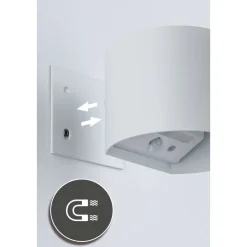 LED-seinävalaisin Paulmann Nyora, IP44, 3000K, 135x120mm, 2x1W / 1W, akkukäyttöinen, hämäräohjattu liiketunnistin (HF), valkoinen