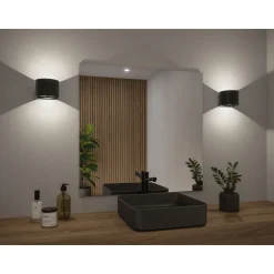 LED-seinävalaisin Paulmann Nyora, IP44, 3000K, 135x120mm, 2x1W / 1W, akkukäyttöinen, hämäräohjattu liiketunnistin (HF), valkoinen