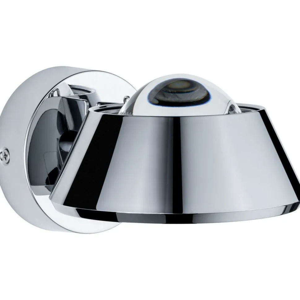 LED-seinävalaisin Paulmann Sabik, IP44, 2700K, himmennettävä, kromi