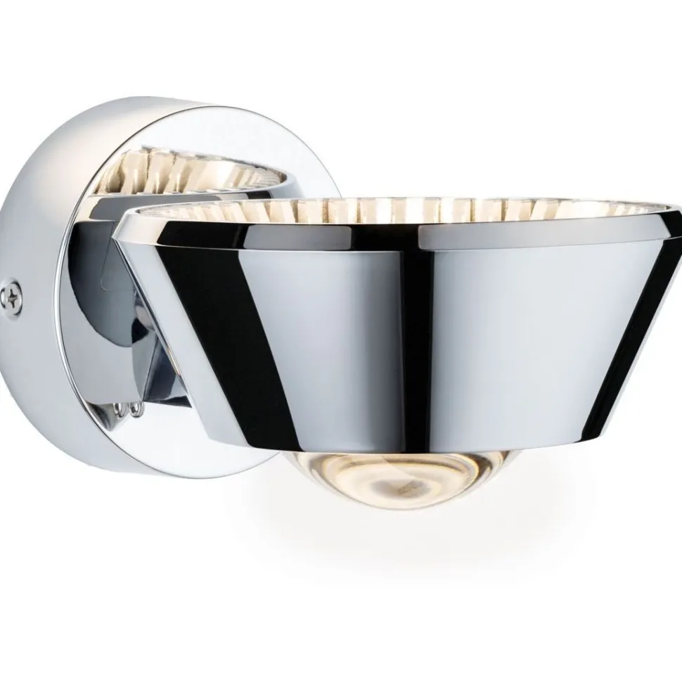 LED-seinävalaisin Paulmann Sabik, IP44, 2700K, himmennettävä, kromi
