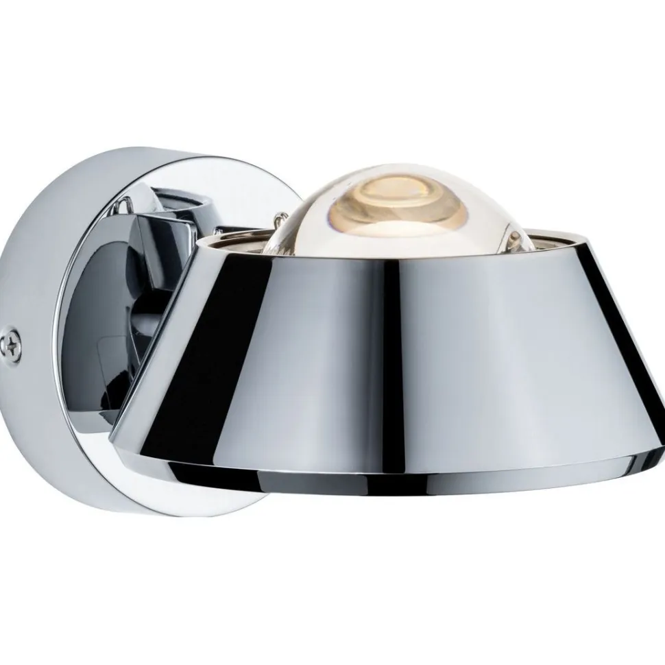 LED-seinävalaisin Paulmann Sabik, IP44, 2700K, himmennettävä, kromi