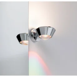 LED-seinävalaisin Paulmann Sabik, IP44, 2700K, himmennettävä, kromi