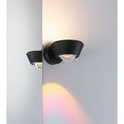 LED-seinävalaisin Paulmann Sabik, IP44, 2700K, himmennettävä, musta