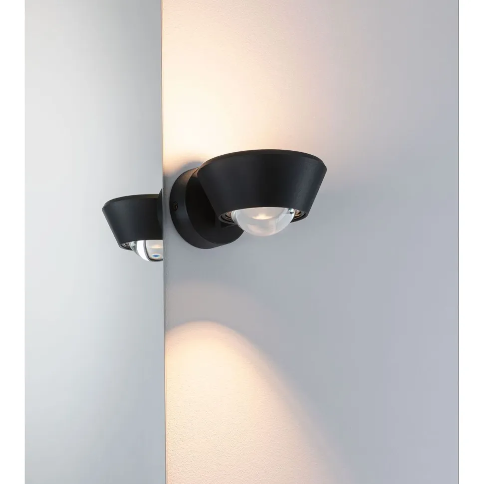 LED-seinävalaisin Paulmann Sabik, IP44, 2700K, himmennettävä, musta