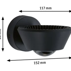 LED-seinävalaisin Paulmann Sabik, IP44, 2700K, himmennettävä, musta