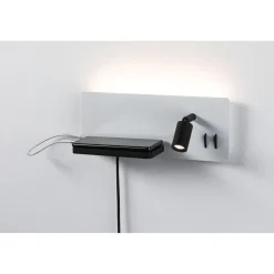 LED-seinävalaisin Paulmann Serra Left, USB C, 2700K, himmennettävä, mattavalkoinen/mattamusta