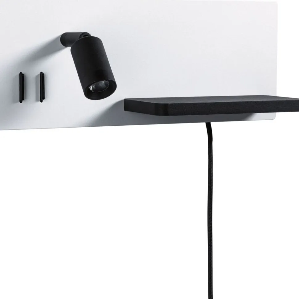 LED-seinävalaisin Paulmann Serra Right, USB C, 2700K, himmennettävä, mattavalkoinen/mattamusta