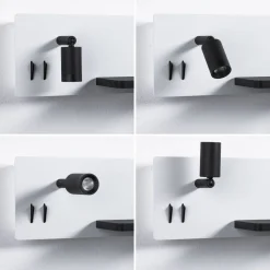 LED-seinävalaisin Paulmann Serra Right, USB C, 2700K, himmennettävä, mattavalkoinen/mattamusta