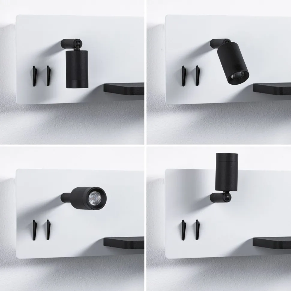 LED-seinävalaisin Paulmann Serra Right, USB C, 2700K, himmennettävä, mattavalkoinen/mattamusta