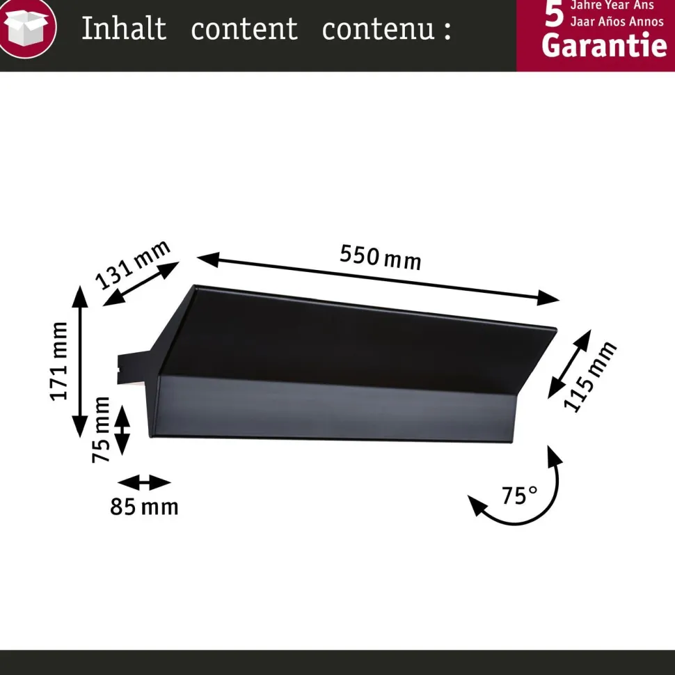 LED-seinävalaisin Paulmann Stine, 2700K, himmennettävä, mattamusta
