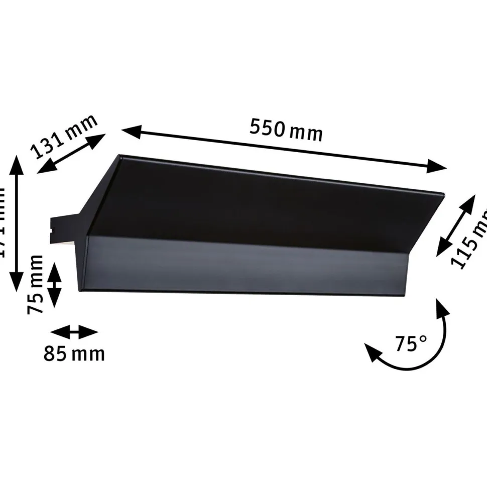 LED-seinävalaisin Paulmann Stine, 2700K, himmennettävä, mattamusta
