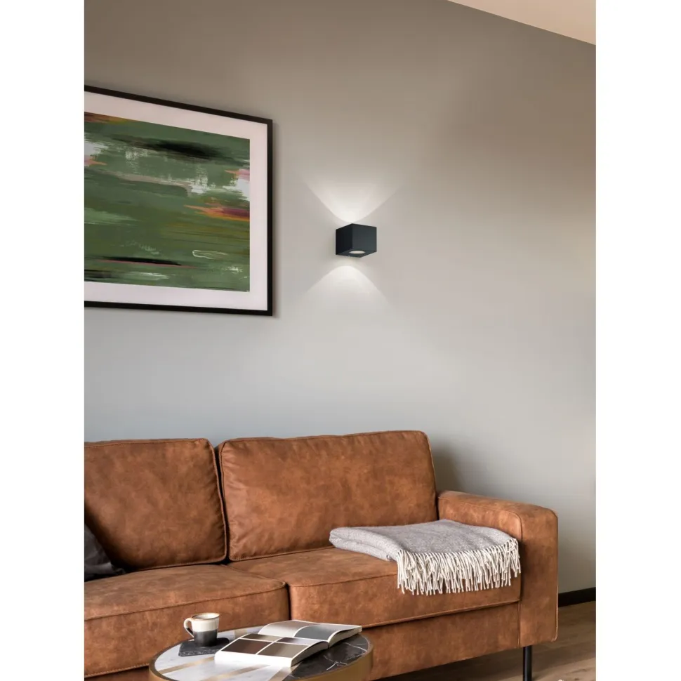 LED-seinävalaisin Trio Cordoba 90x100x105 mm mattamusta IP44