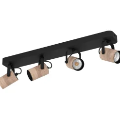 LED-Spottivalaisin Eglo Cayuca 4-osainen 58x10cm musta/puu