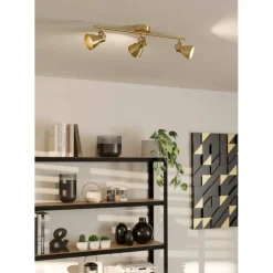 LED-Spottivalaisin Eglo Seras 3-osainen 59,5x6,5cm harjattu messinki/kulta