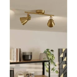 LED-Spottivalaisin Eglo Seras 2-osainen 37x6,5cm harjattu messinki/kulta