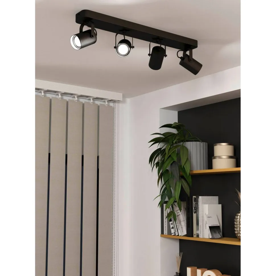 LED-Spottivalaisin Eglo Sorego 4-osainen 58x10x12cm musta