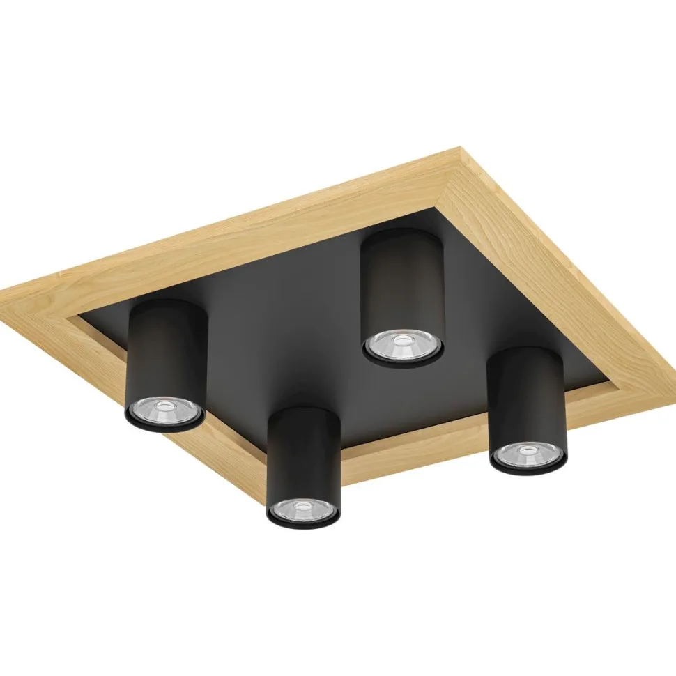 LED-Spottivalaisin Eglo Valcasotto 1 4-osainen 37x37cm musta/puu