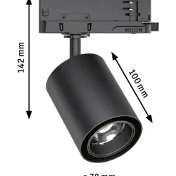 LED-spottivalaisin kiskoon Paulmann ProRail3 Kratos, 36°, 2000lm, 18.5W, 3000K, hopea
