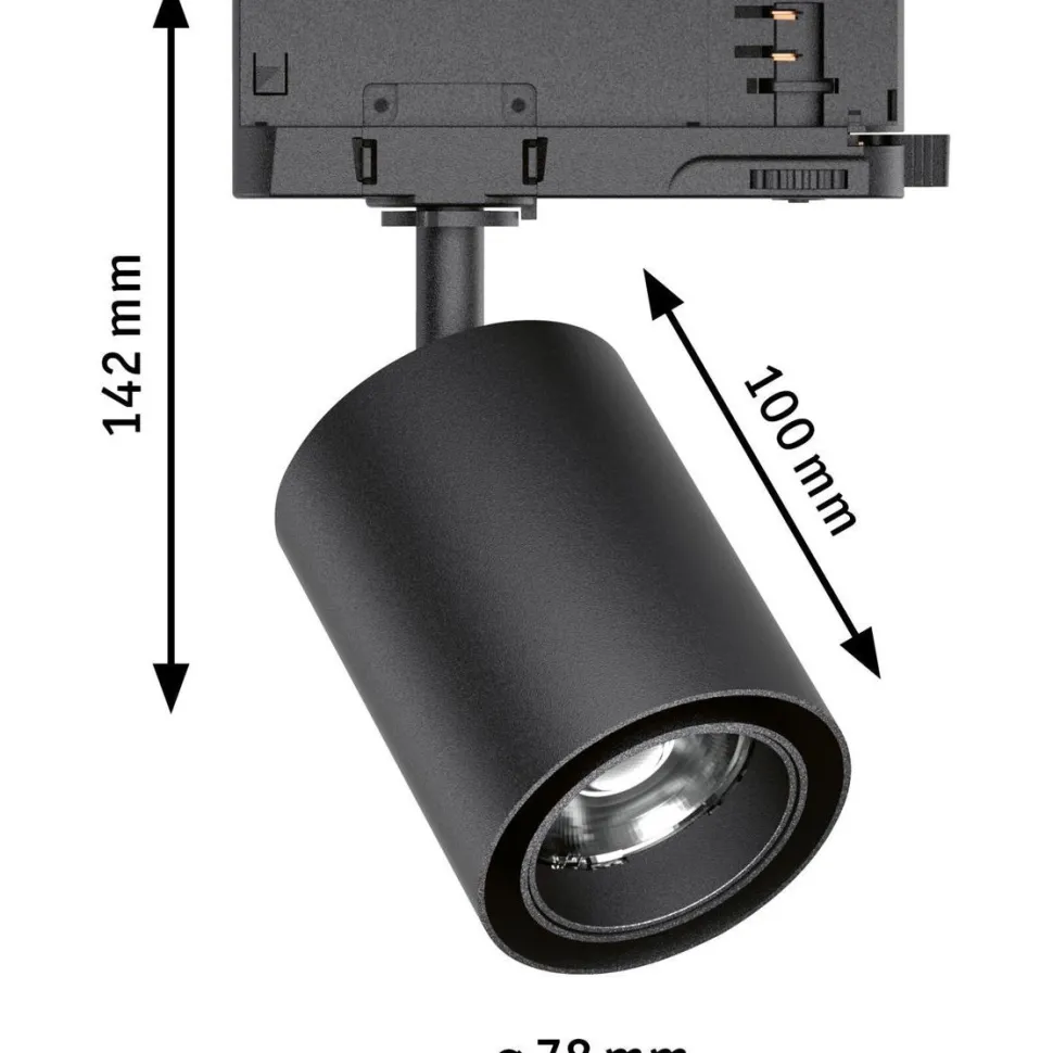LED-spottivalaisin kiskoon Paulmann ProRail3 Kratos, 36°, 25W, 3000K, musta