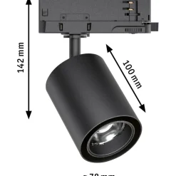 LED-spottivalaisin kiskoon Paulmann ProRail3 Kratos, 50°, 9W, 4000K, musta