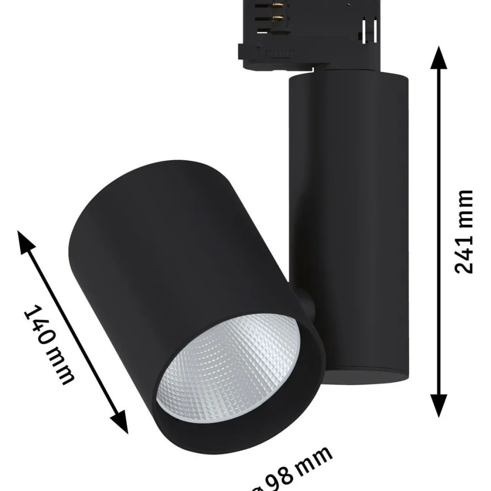 LED-spottivalaisin kiskoon Paulmann ProRail3 Zeuz, 39°, 3000K, himmennettävä, musta
