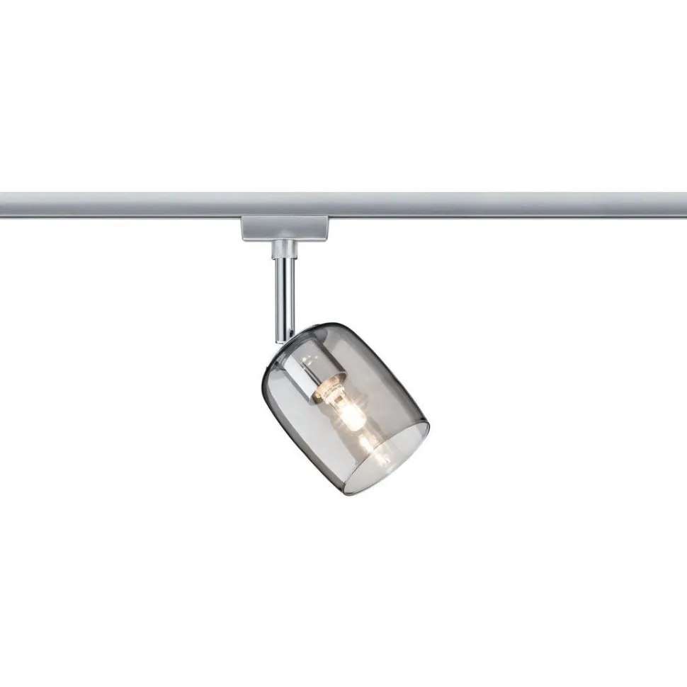 LED-spottivalaisin kiskoon Paulmann URail Blossom, G9, max.10W, himmennettävä, mattakromi/savulasi