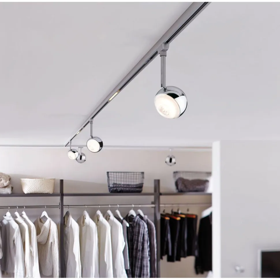 LED-spottivalaisin kiskoon Paulmann URail Capsule II, 2700K, himmennettävä, kromi