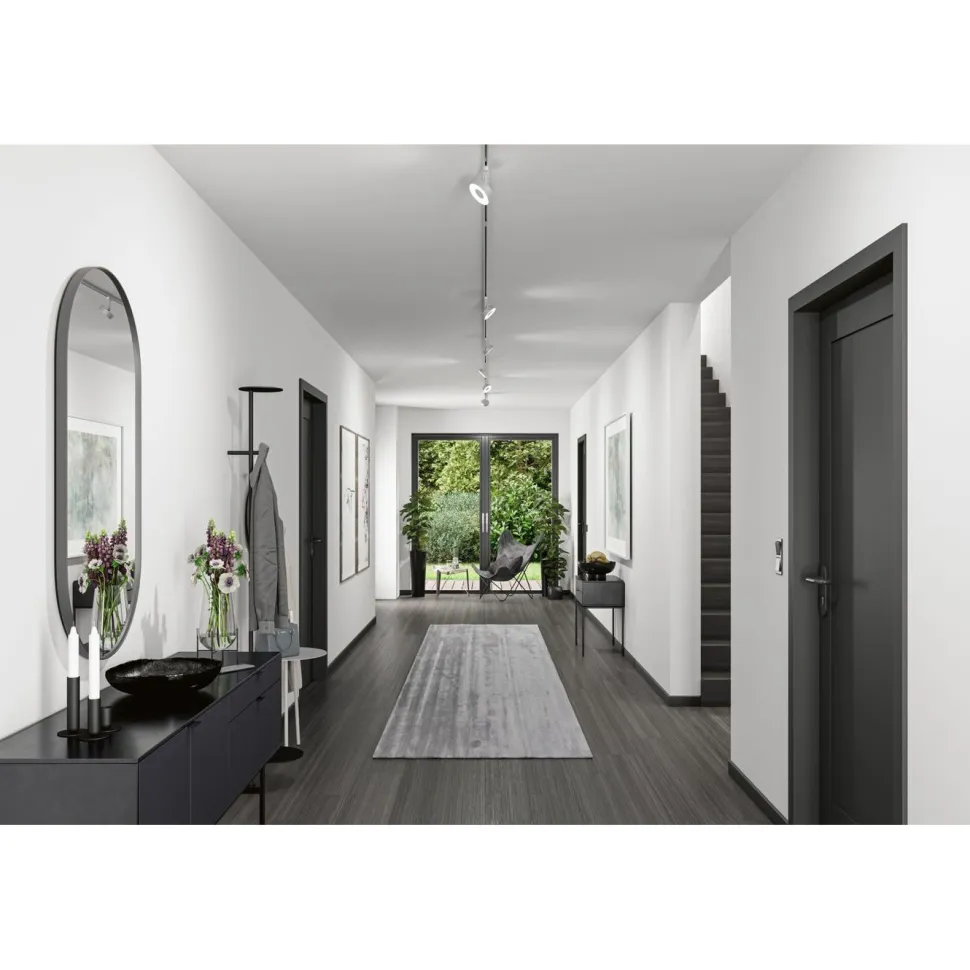 LED-spottivalaisin kiskoon Paulmann URail Circle, 160lm, 5W, 4000K, himmennettävä, mattakromi