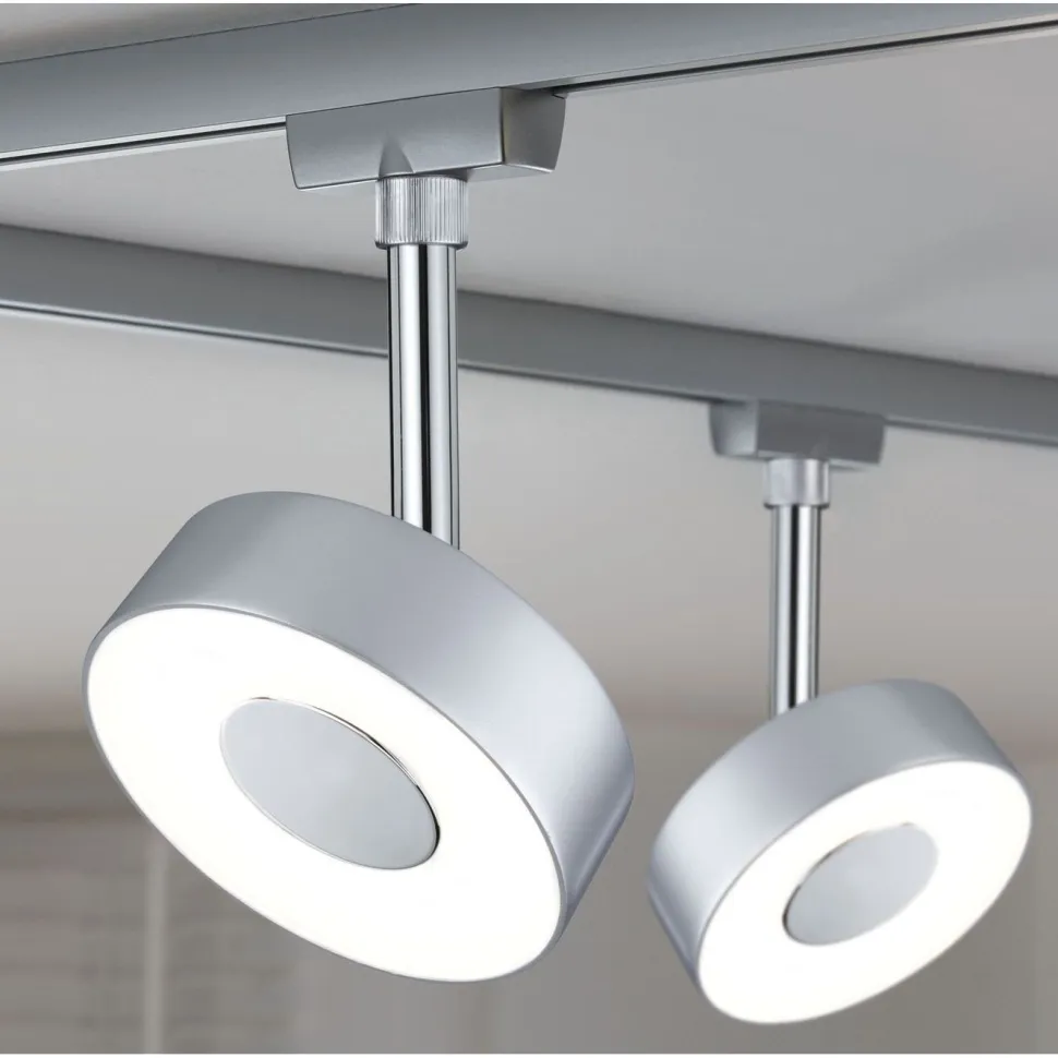 LED-spottivalaisin kiskoon Paulmann URail Circle, 160lm, 5W, 4000K, himmennettävä, mattakromi