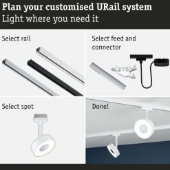 LED-spottivalaisin kiskoon Paulmann URail Circle Ø100mm 3-Step-Dim 210lm 5W 3000K himmennettävä signaalivalkoinen