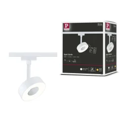 LED-spottivalaisin kiskoon Paulmann URail Circle Ø100mm 3-Step-Dim 210lm 5W 3000K himmennettävä signaalivalkoinen