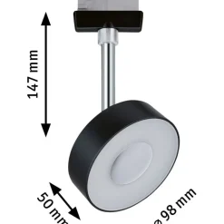 LED-spottivalaisin kiskoon Paulmann URail Circle, säädettävä värilämpötila, mattakromi