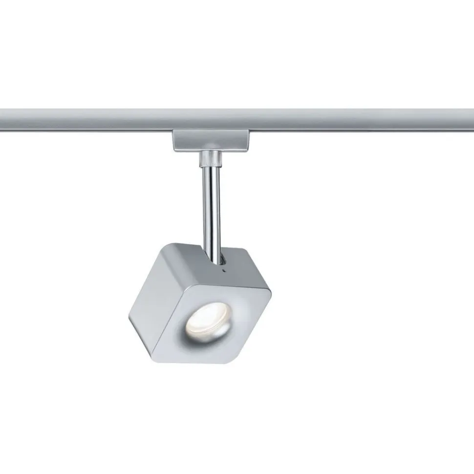 LED-spottivalaisin kiskoon Paulmann URail Cube, 2700K, himmennettävä, mattakromi