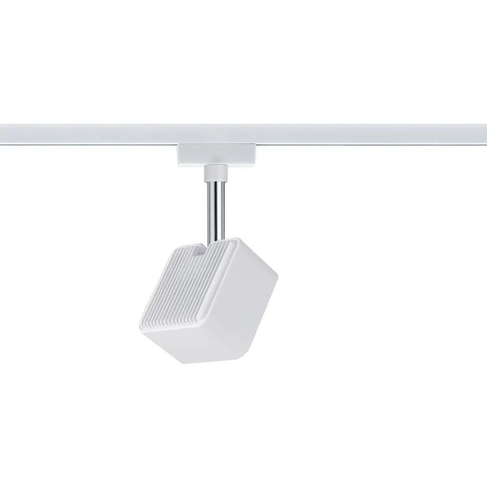 LED-spottivalaisin kiskoon Paulmann URail Cube, 2700K, himmennettävä, mattakromi